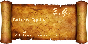 Balvin Gyula névjegykártya